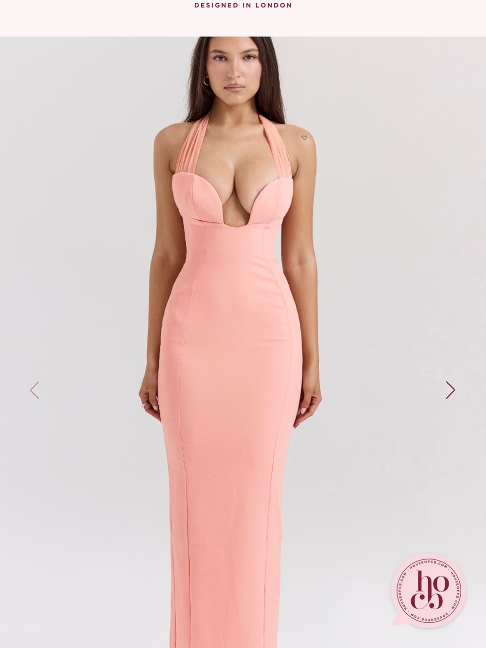 House of CB Gianina Sorbet Crepe Halter Maxi Dress LARGE PLUS FULLER BUST